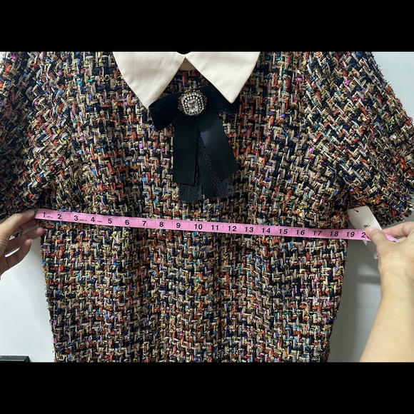 Red Dress Boutique Tweed Collared Dress With Removable Rhinestone Bow - Picture 5 of 8